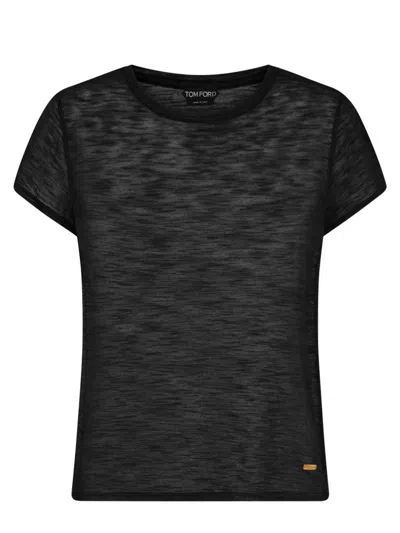 Tom Ford Slub Cotton Jersey Crewneck T-shirt In Black