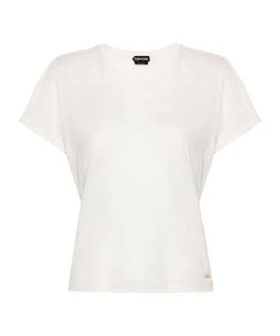 Tom Ford Slub Cotton Jersey Crewneck T-shirt Clothing In White