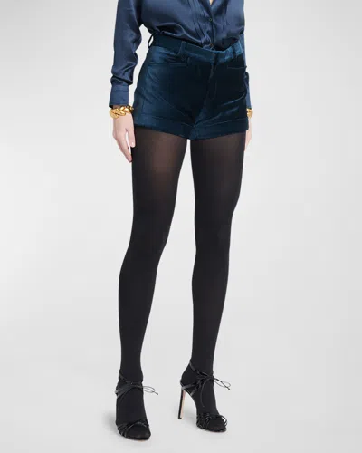 Tom Ford Slubbed Velvet Shorts In Midnight B