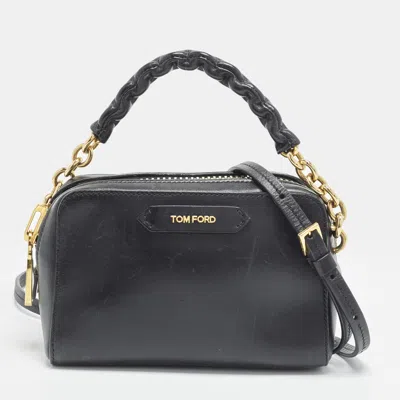 Pre-owned Tom Ford Small Black Leather Messenger Bag