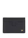 Tom Ford Grained Leather Classic Card Holder Accessories In Blue