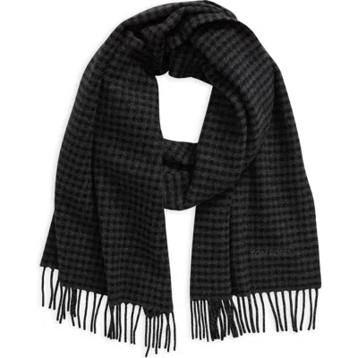 Tom Ford Small Check Yarn Dyed Cashmere & Wool Day Scarf In Multi Grey