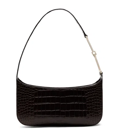 Tom Ford Small Croc-embossed Leather Arc Shoulder Bag In Black