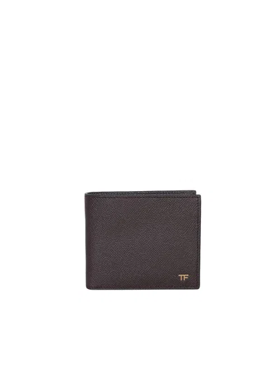 Tom Ford Small Grain Bi-fold Brown Wallet