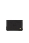 Tom Ford Black Calf Leather Card Holder In Black