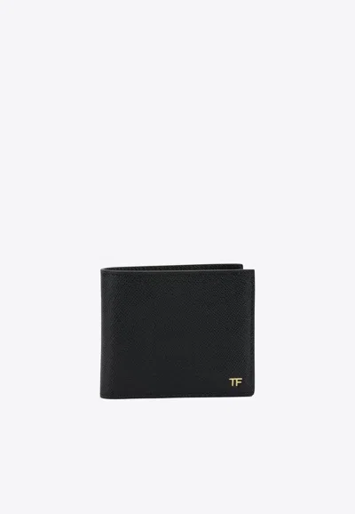 Tom Ford Small Grain Leather Bifold Wallet In Black