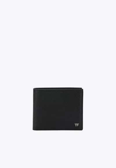 Tom Ford Small Grain Leather Bifold Wallet In Black