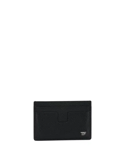 Tom Ford Small Grain Leather Card Holder In Black