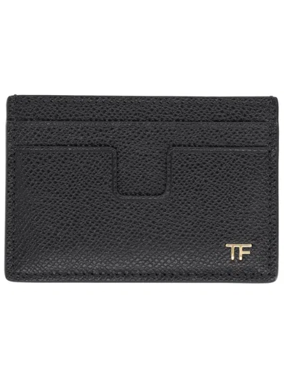 Tom Ford Small Grain Leather Cardholder In Black