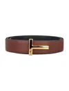 Tom Ford Logo-plaque Belt In Brown