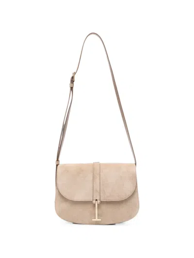 Tom Ford Small Kara T-bar Suede Crossbody Bag In Animal Print