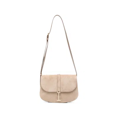 Tom Ford Small Kara T-bar Suede Crossbody Bag In Neutral