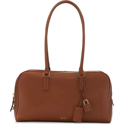Tom Ford Small Leather Bowling Bag In Brown