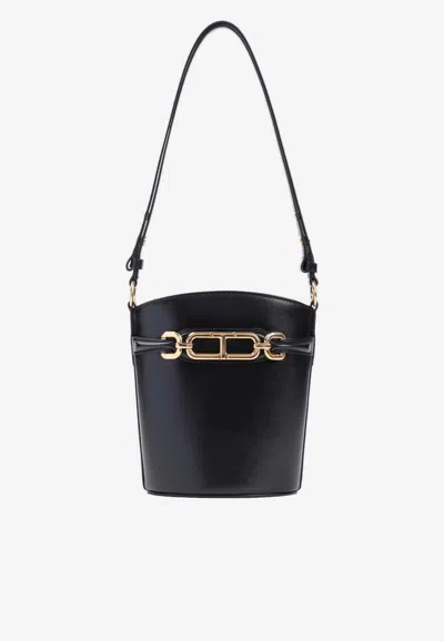 Tom Ford Small Leather Bucket Shoulder Bag In Black