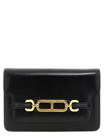Tom Ford Leather With Gold-tone Hardware Crossbody Bag In Black