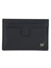 Tom Ford Small Grain Calf T Line Classic Card Holder In Black