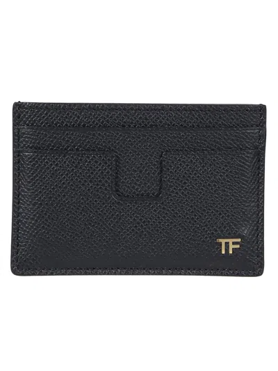 Tom Ford Small Grain Calf T Line Classic Card Holder In Black