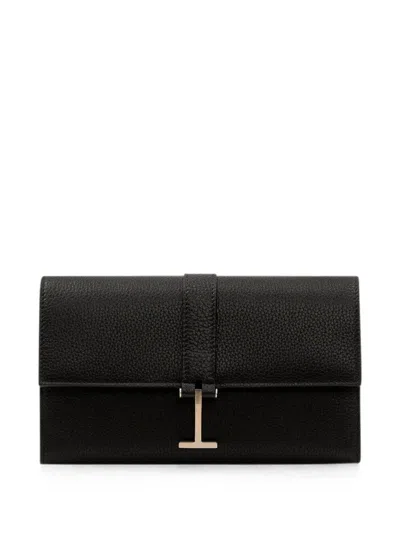 Tom Ford Small Leather Goods Wallet With Strap In Black