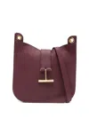 Tom Ford Small Leather T-bar Shoulder Bag In Burgundy