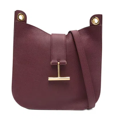 Tom Ford Small Leather T-bar Shoulder Bag In Red