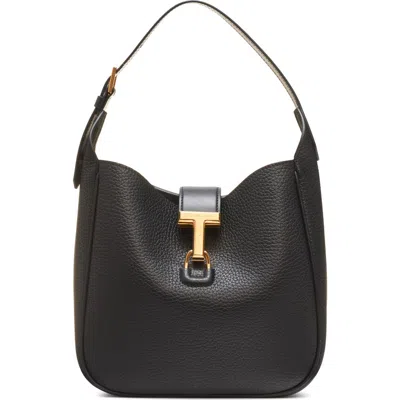 Tom Ford Small Monarch Leather Hobo Bag In Black