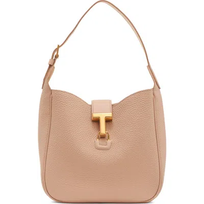 Tom Ford Small Monarch Leather Hobo Bag In Sand