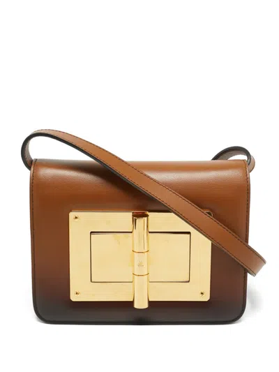 Pre-owned Tom Ford Small Natalia Leather Crossbody Bag In Brown