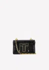 Tom Ford Small Shiny Crocodile Leather Chain Shoulder Bag In Black