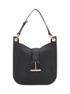Tom Ford Grained Leather Shoulder Bag With Gold Hardware In Black