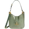 Tom Ford Small Tara Lizard Embossed Leather Top Handle Bag In Laurel Green