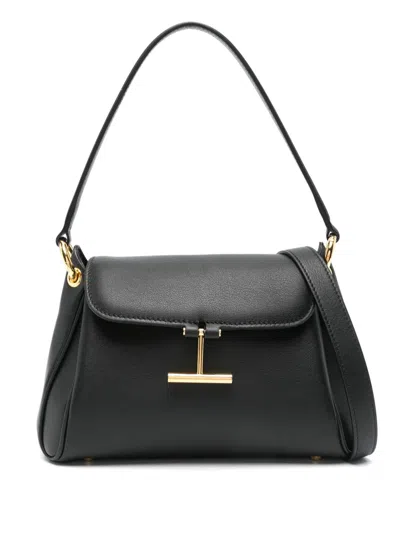 Tom Ford Tara Small Shoulder Bag In Grain Leather In Black