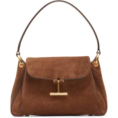 Tom Ford Small Tara Suede Shoulder Bag In Brown