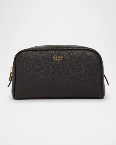 Tom Ford Small Travel Cosmetic Case In Grain Leather In Black