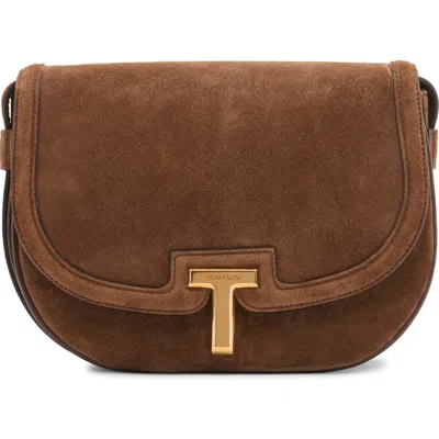 Tom Ford Small Wallis Suede Saddle Bag In 1b033 Whisky