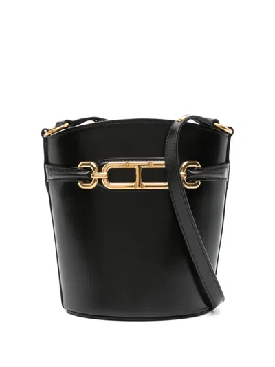 Tom Ford Small Leather Bucket Shoulder Bag In Black