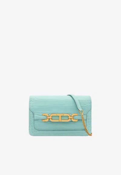 Tom Ford Small Whitney Croc-embossed Shoulder Bag In Turquoise