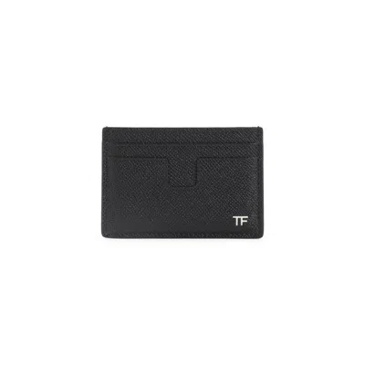 Tom Ford Logo-plaque Leather Cardholder In Black