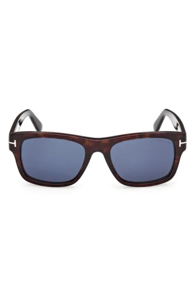Tom Ford Smith-02 55mm Rectangular Sunglasses In Brown