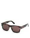 Tom Ford Smith Rectangular Sunglasses, 55mm In Brown