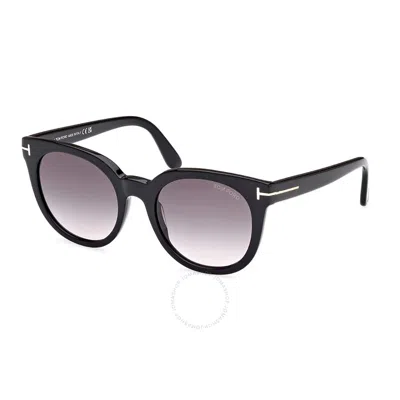 Tom Ford Smoke Gradient Oval Ladies Sunglasses Ft1109 01b 53 In Black