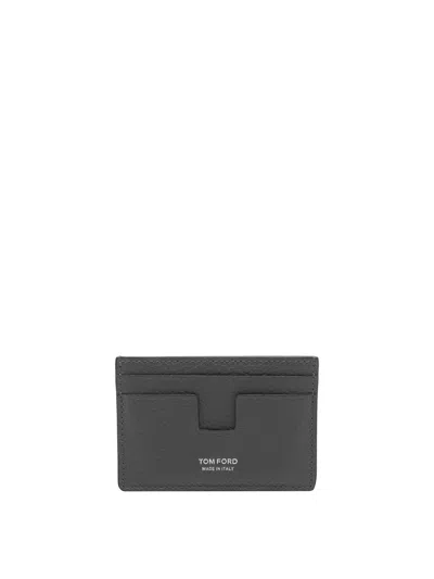 Tom Ford Smoke Grey Card Holder In Gray