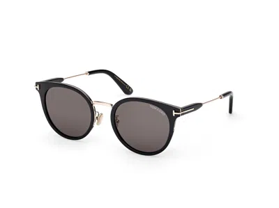 Tom Ford Smoke Round Unisex Sunglasses Ft1244-k 01a 54 In Black