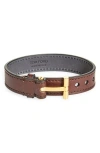 Tom Ford Smooth Leather T Bracelet In Brown