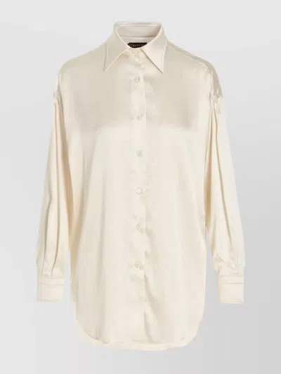 Tom Ford Smooth Silk Shirt Long Sleeves In White