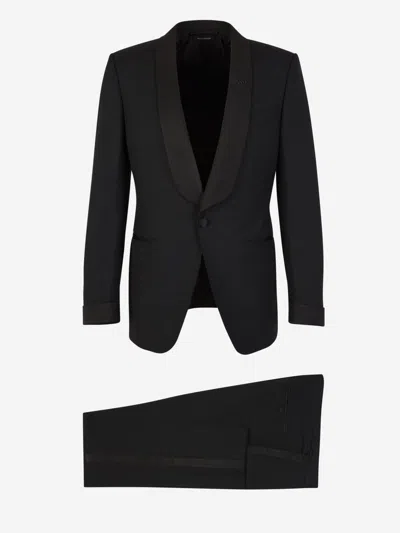 Tom Ford Smooth Wool Tuxedo In Black