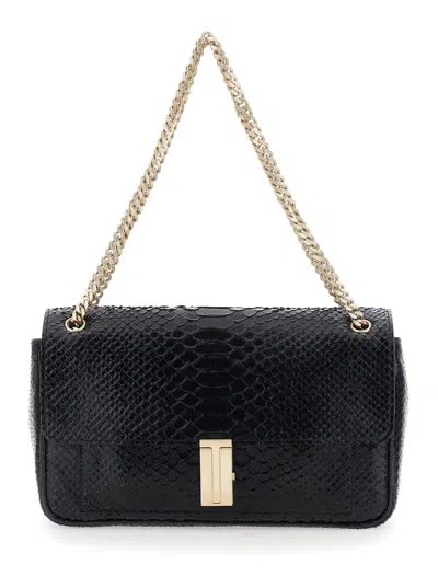 Tom Ford Snake-effect Calf Leather Crossbody Bag In Black