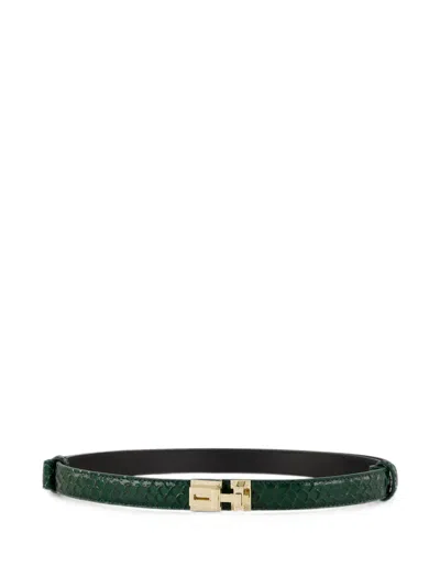 Tom Ford Snake-effect Leather Belt In Green