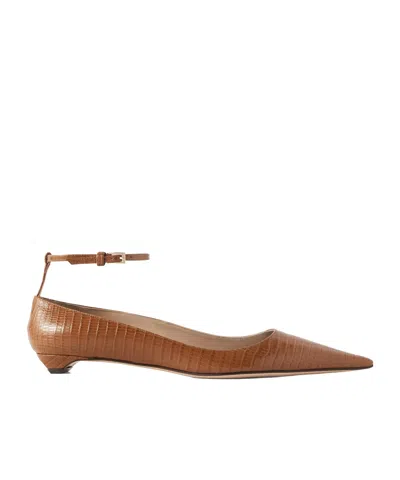 Tom Ford Snake-effect Leather Point-toe Ballet Flats In Multi