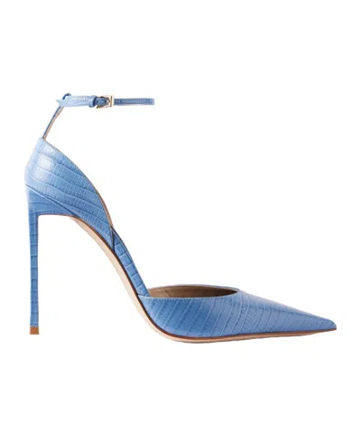 Tom Ford Snake-effect Leather Pumps In Blue