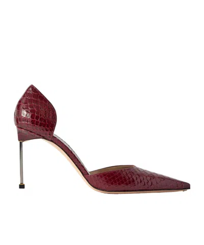 Tom Ford Snake-effect Leather Pumps In Burgundy